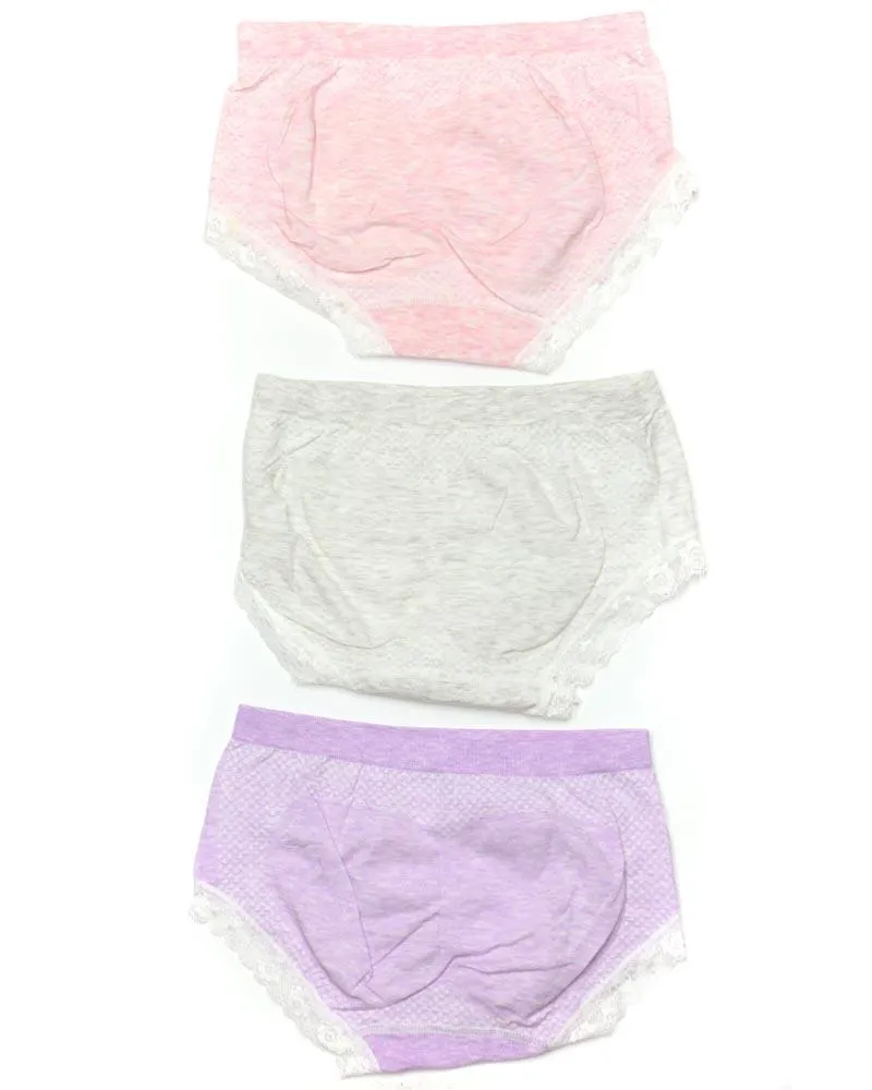 Pack of 3 Basic Soft Cotton Stretchable Lace Panty FP-657 - Mix Colors