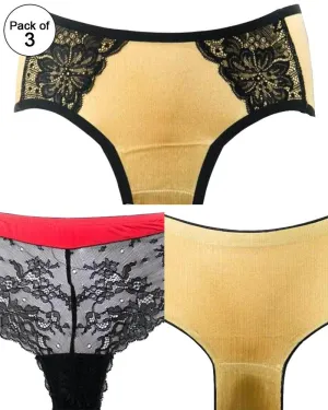 Pack of 3 Cotton Net Panty - BRIDAL PANTY
