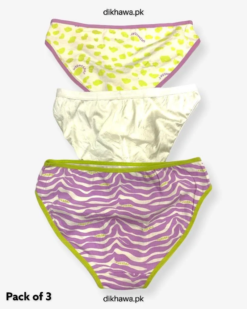 Pack of 3 Imported Stocklot Branded Cotton Lace Panty Stretchable Cotton Thong Panty 2021