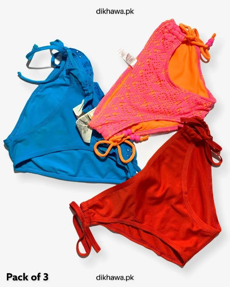 Pack of 3 Imported Stocklot Branded Jersey Panty Bikini Style Sexy Thong Panty Swimwear Panty