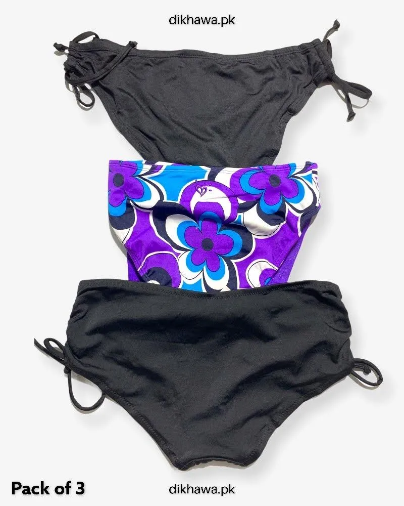 Pack of 3 Imported Stocklot Branded Jersey Panty Bikini Style Sexy Thong Panty Swimwear Panty