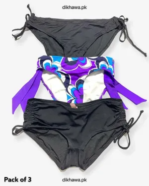 Pack of 3 Imported Stocklot Branded Jersey Panty Bikini Style Sexy Thong Panty Swimwear Panty