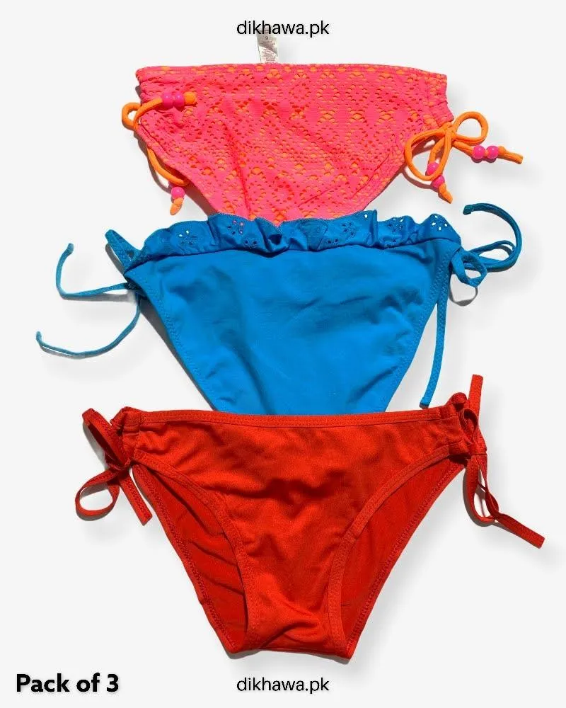 Pack of 3 Imported Stocklot Branded Jersey Panty Bikini Style Sexy Thong Panty Swimwear Panty