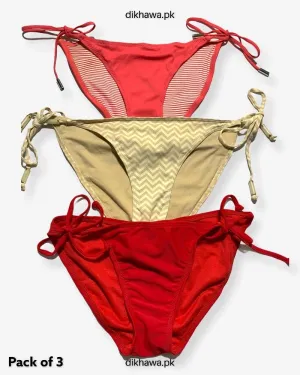 Pack of 3 Imported Stocklot Branded Jersey Panty Bikini Style Sexy Thong Panty Swimwear Panty