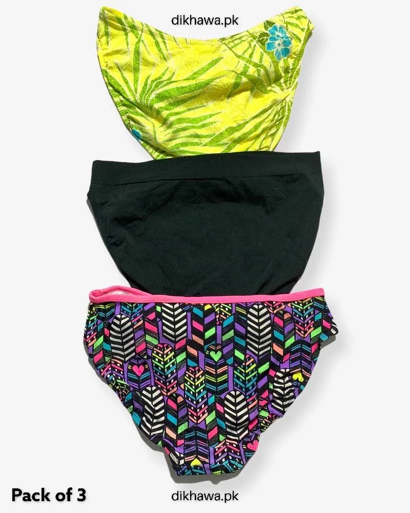 Pack of 3 Imported Stocklot Branded Jersey Panty Bikini Style Sexy Thong Panty