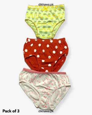 Pack of 3 Kids Panty Imported Stocklot Branded Girls Pure Cotton Printed Briefs Underwear Panty Combo