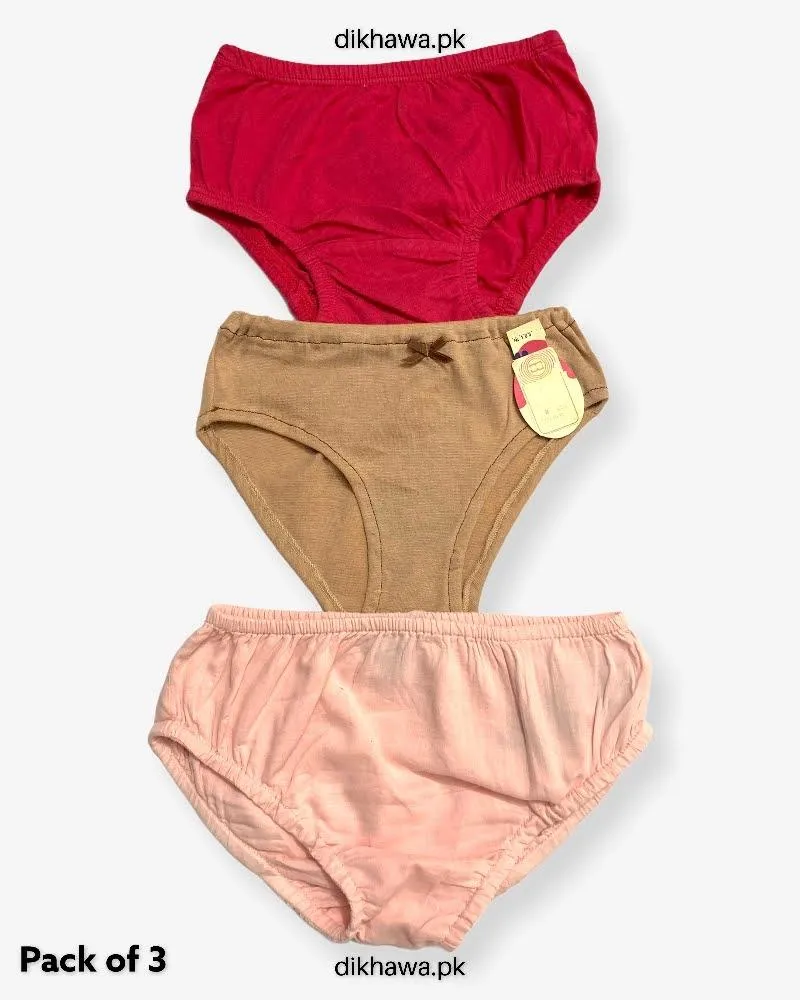 Pack of 3 Kids Panty Imported Stocklot Branded Girls Pure Cotton Printed Briefs Underwear Panty Combo