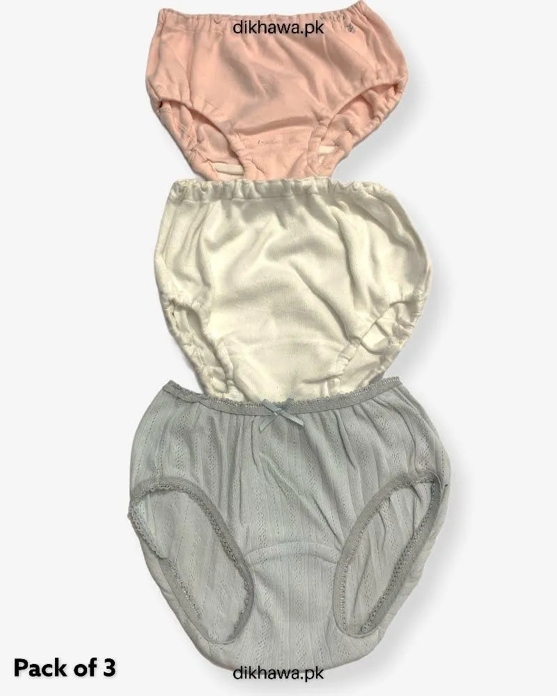 Pack of 3 Kids Panty Imported Stocklot Branded Girls Pure Cotton Printed Briefs Underwear Panty Combo