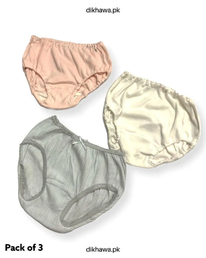 Pack of 3 Kids Panty Imported Stocklot Branded Girls Pure Cotton Printed Briefs Underwear Panty Combo