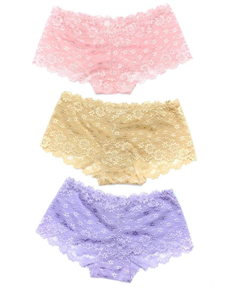 Pack of 3 Sexy Net Panty - FP-627- Peach Skin Purple