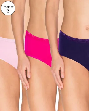 Pack of 3 - Sexy Soft Plain Cotton Panty For Ladies