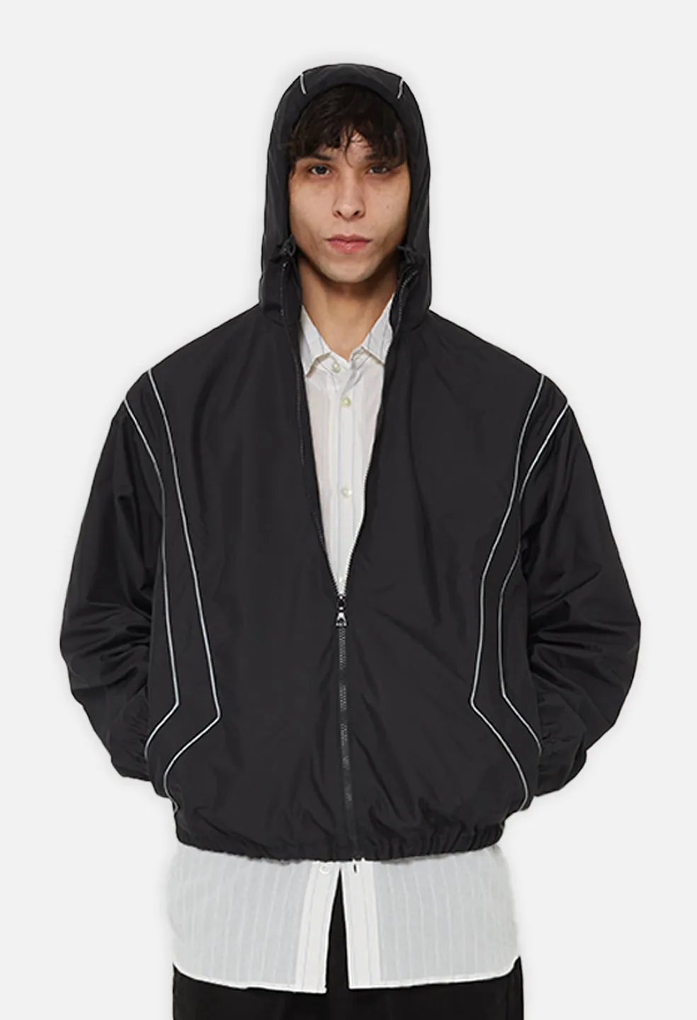 Paneled Nylon Anorak / Black