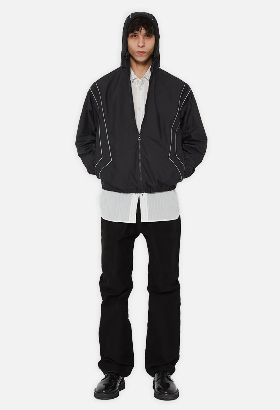 Paneled Nylon Anorak / Black