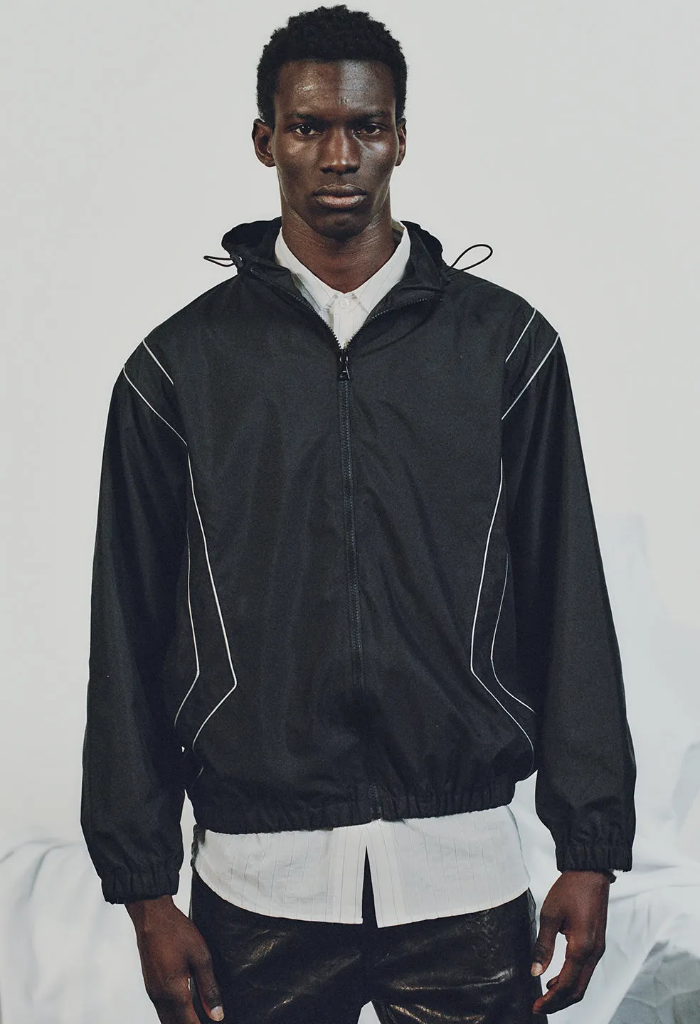 Paneled Nylon Anorak / Black