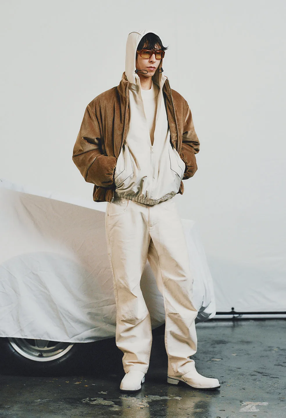 Paneled Nylon Anorak / Ivory