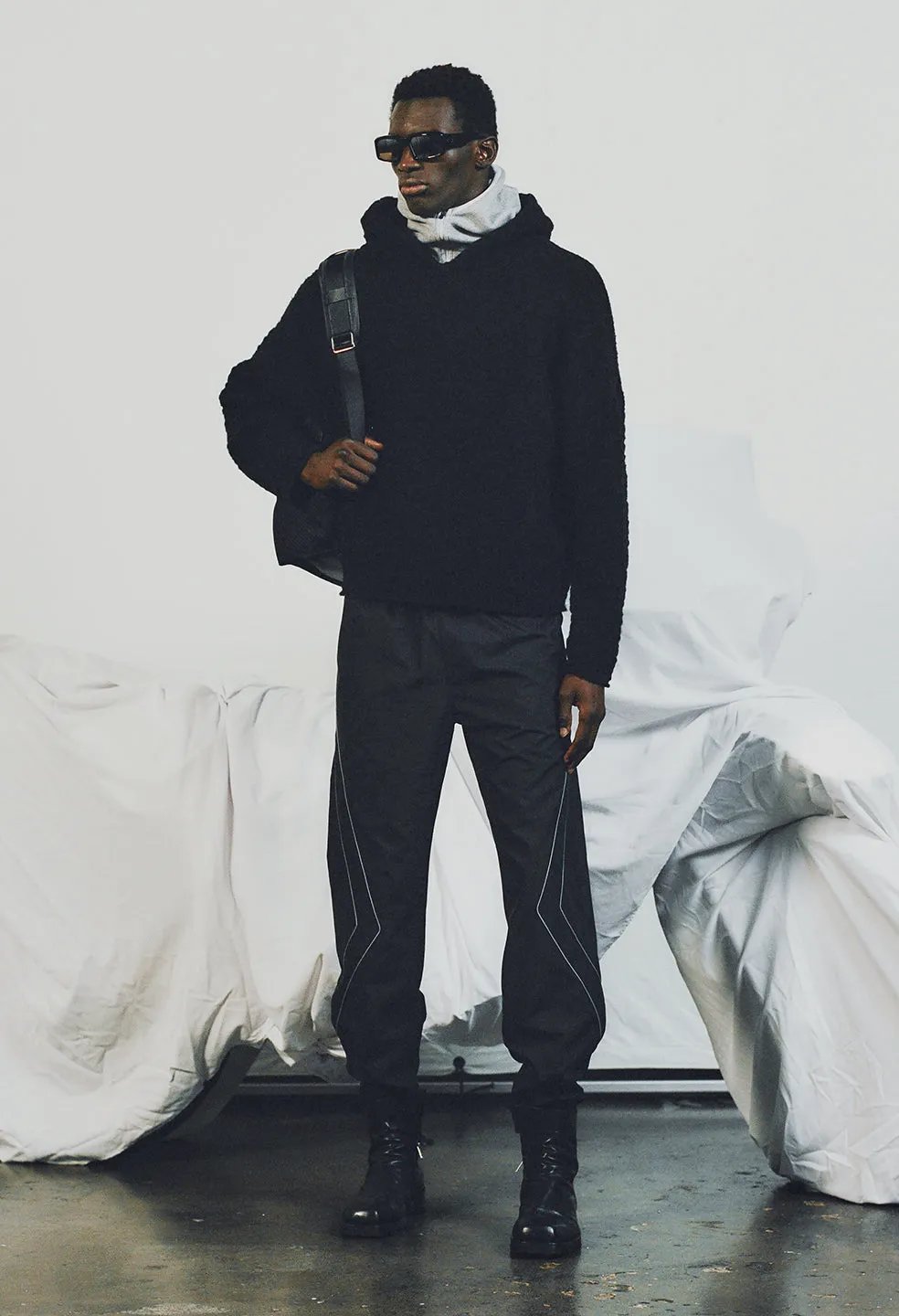 Paneled Nylon Pant / Black