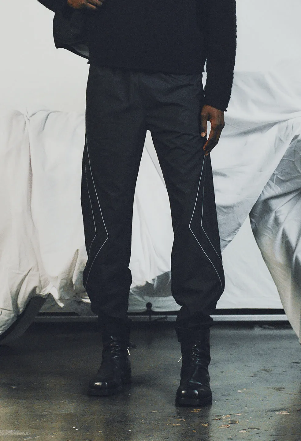 Paneled Nylon Pant / Black