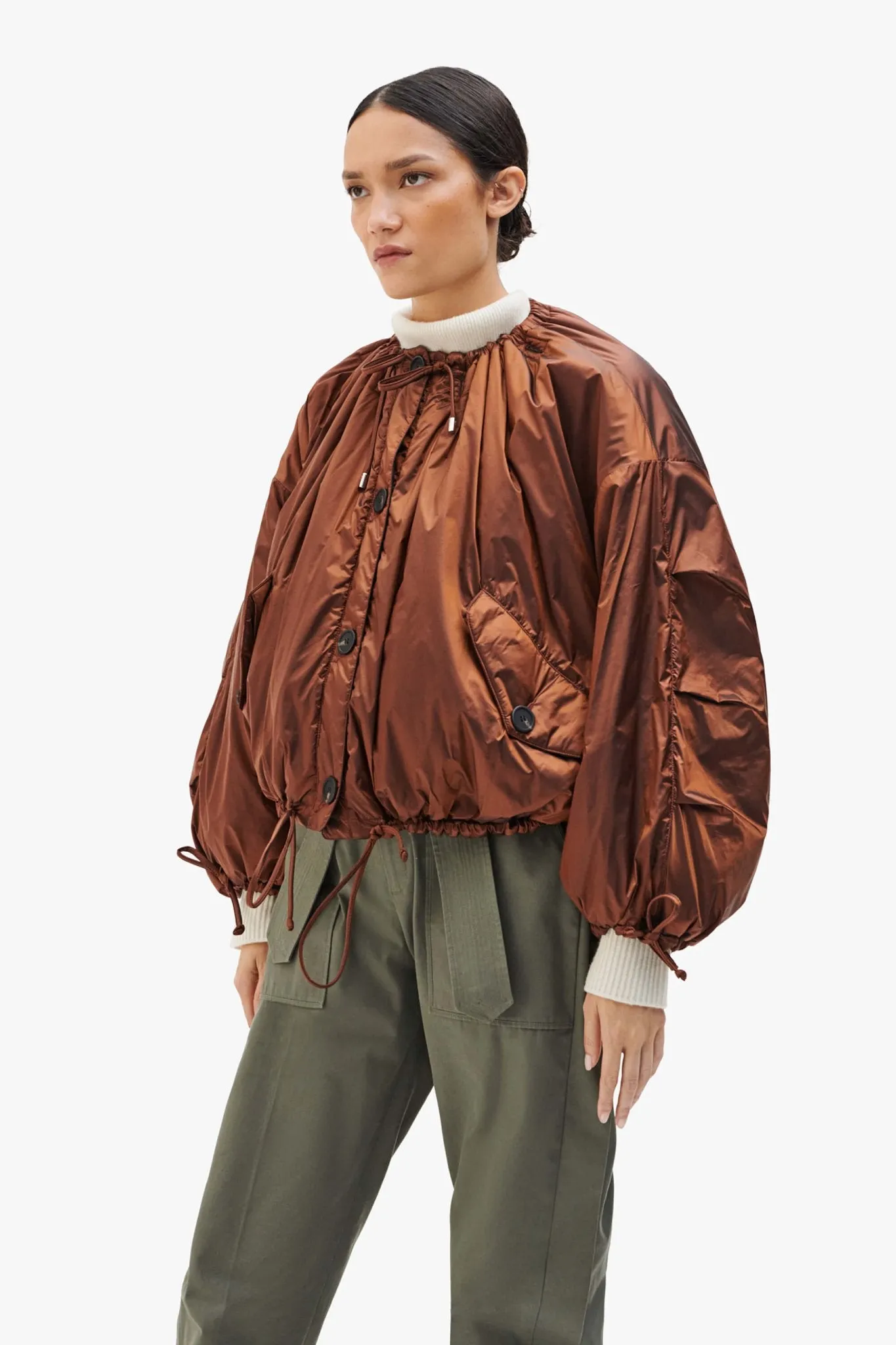 Parachute Quilt Bomber - Amber / Dark Olive
