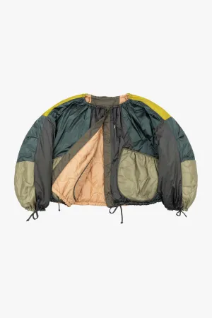 Patchwork Parachute Bomber - Mineral Green & Chartreuse / Soft Peach