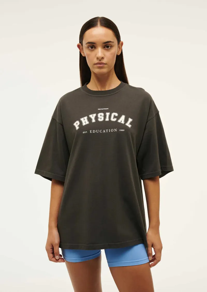 P.E NATION - Physical Oversized Tee - Washed Black