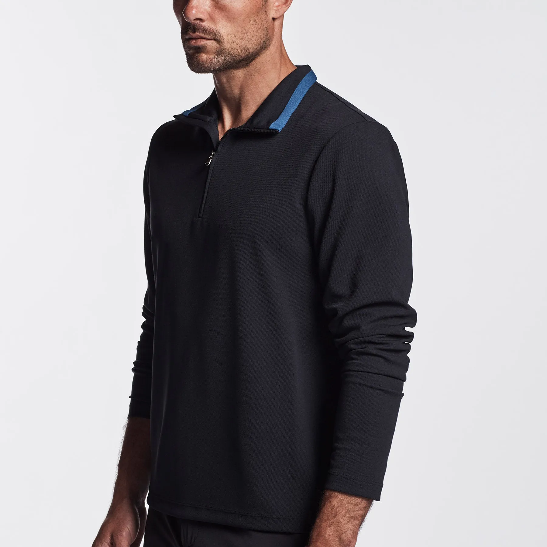 Performance Pique Zip Tee - Navy/Reflex