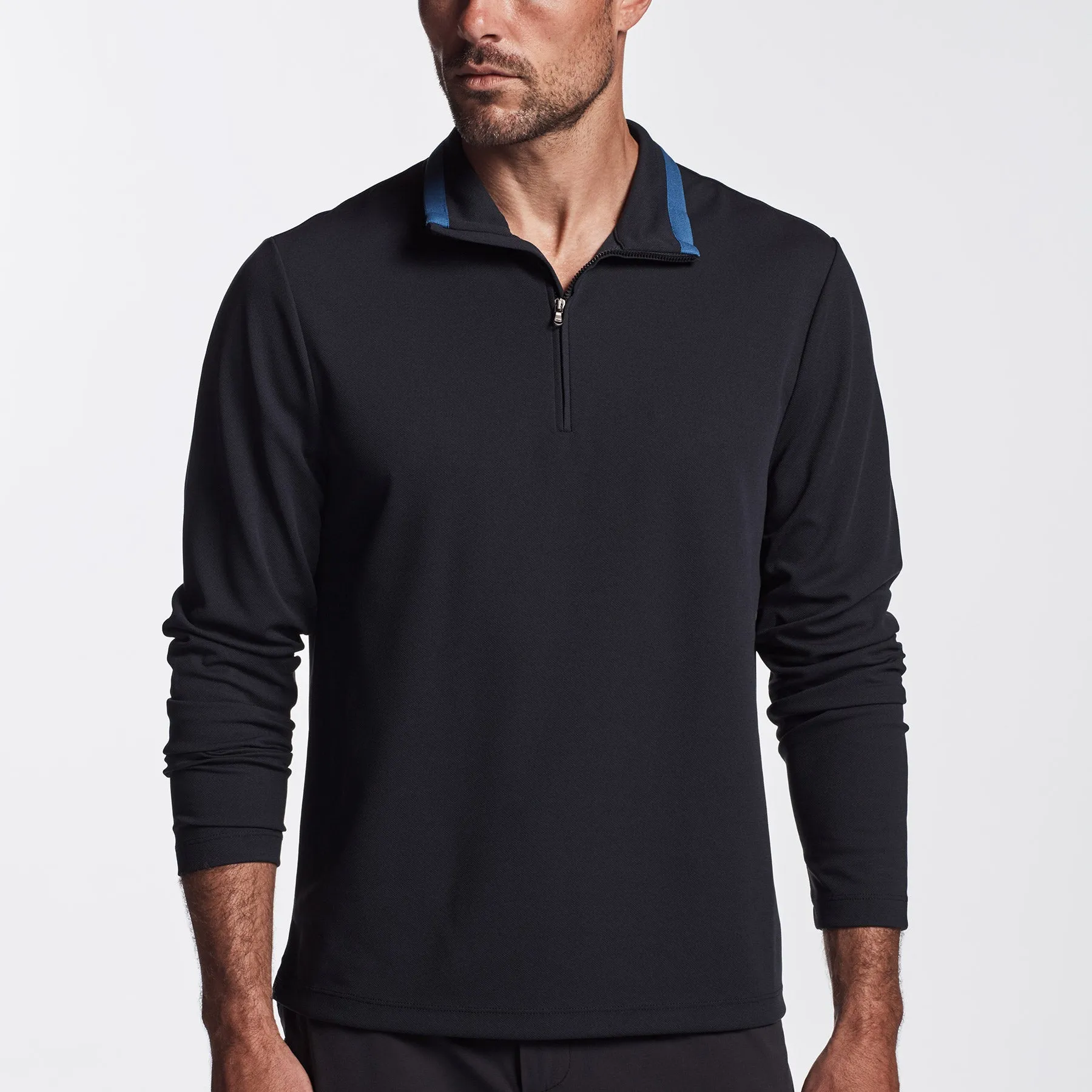 Performance Pique Zip Tee - Navy/Reflex
