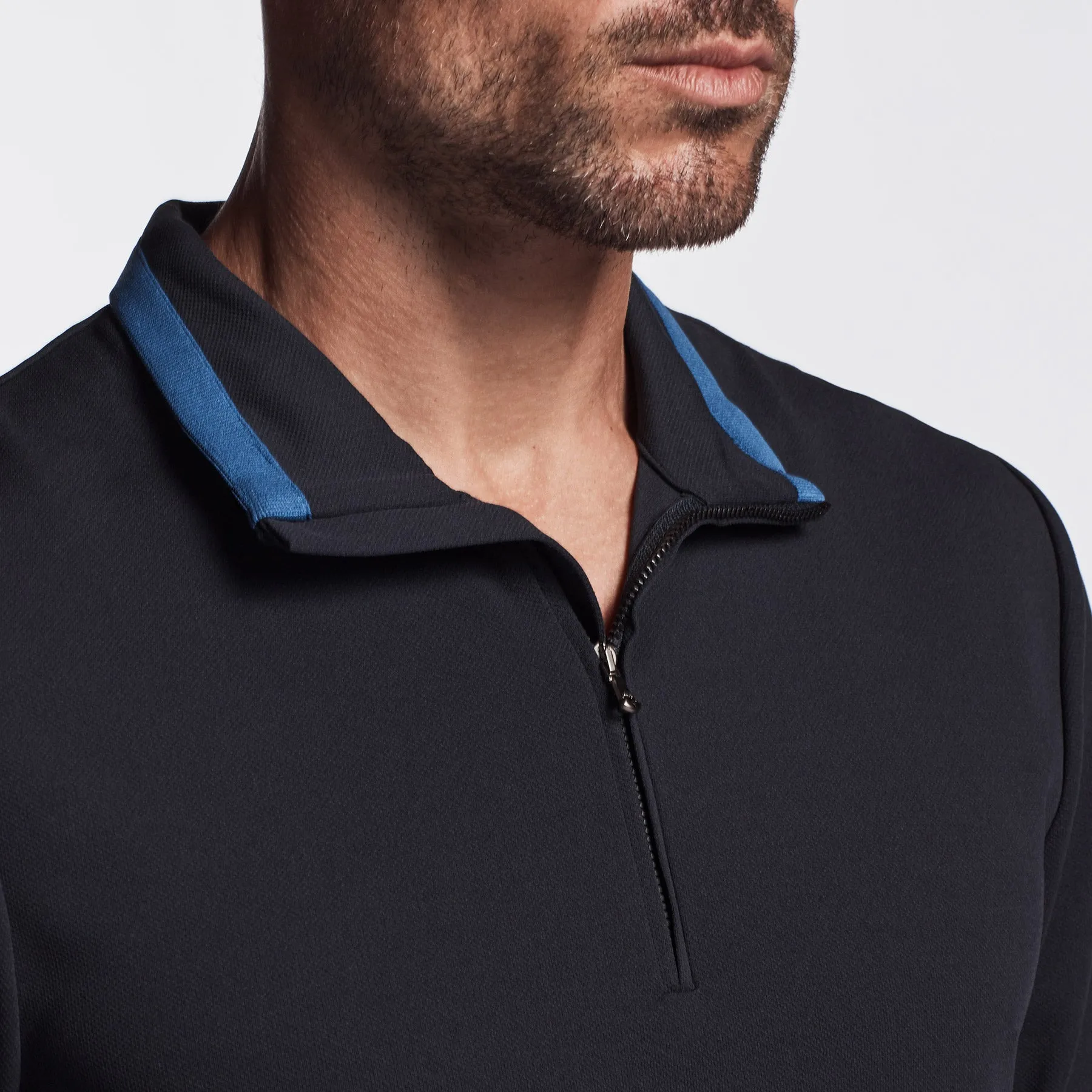 Performance Pique Zip Tee - Navy/Reflex