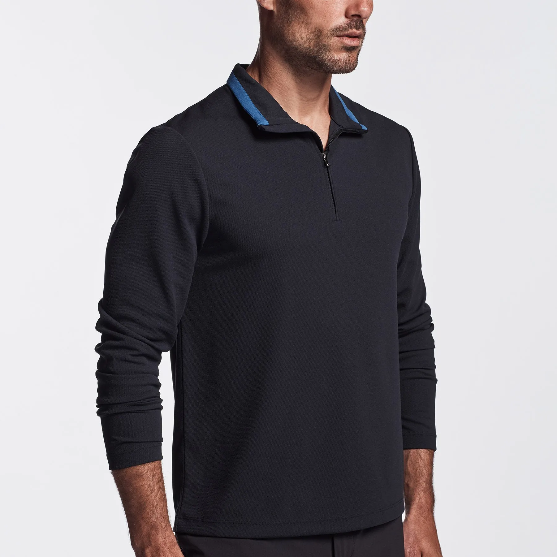 Performance Pique Zip Tee - Navy/Reflex