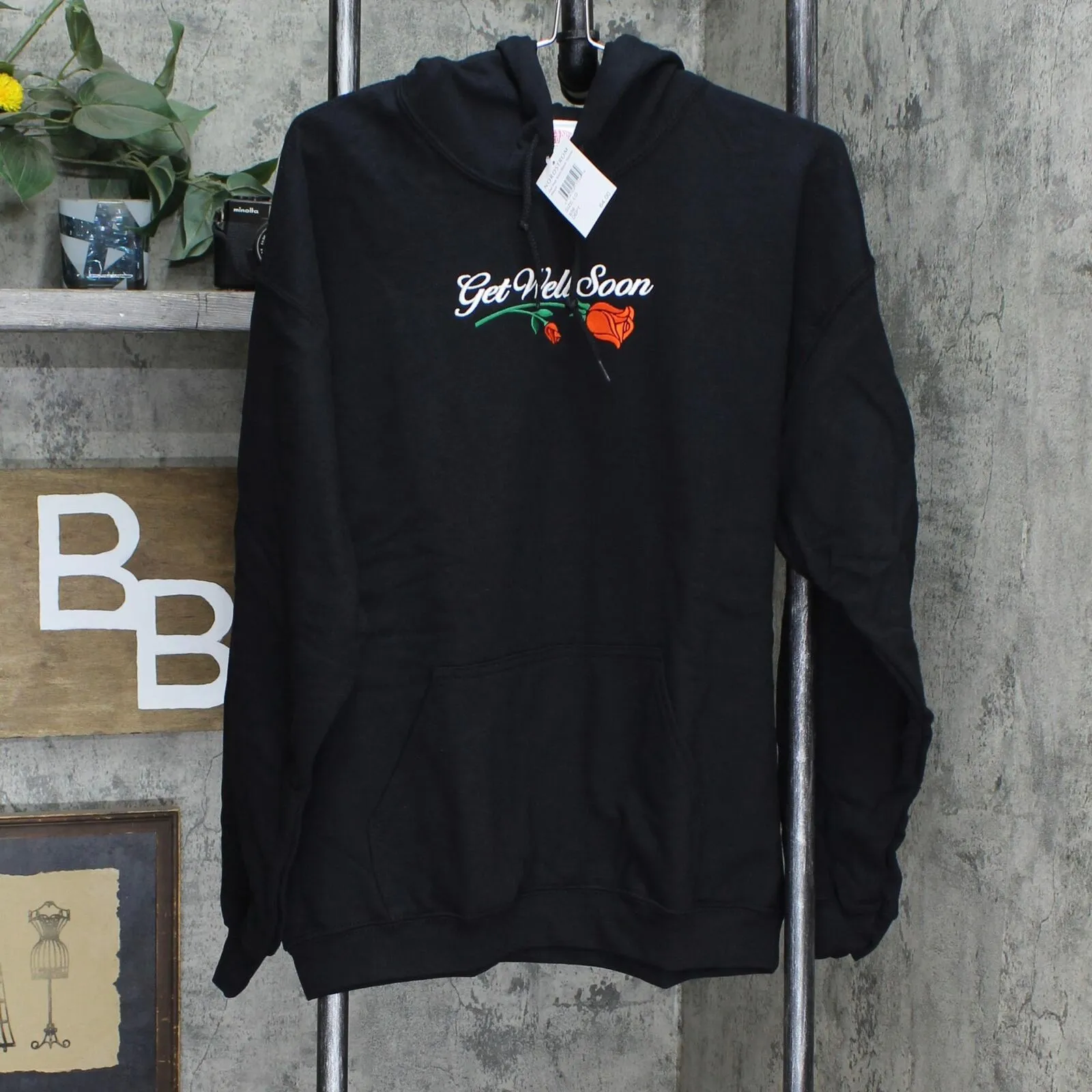 Petals and Peacocks Get Well Soon Embroidered Pullover Hooded Hoodie Sweatshirt