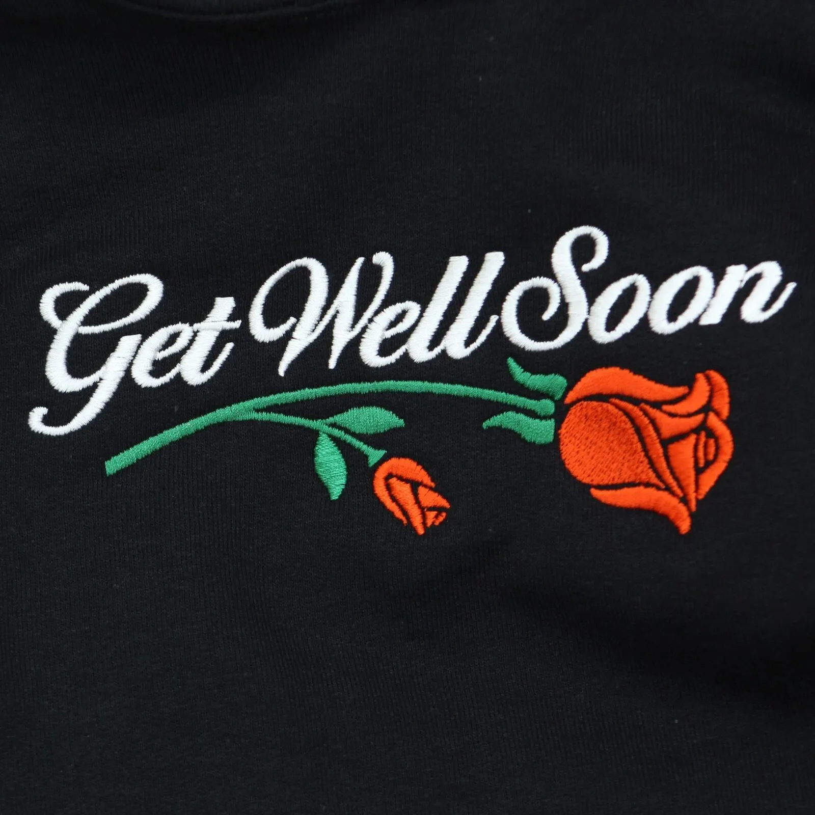 Petals and Peacocks Get Well Soon Embroidered Pullover Hooded Hoodie Sweatshirt