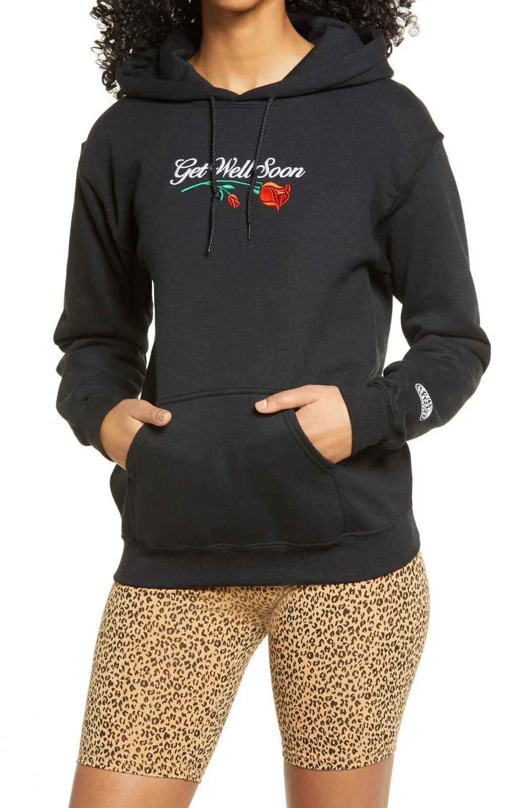 Petals and Peacocks Get Well Soon Embroidered Pullover Hooded Hoodie Sweatshirt