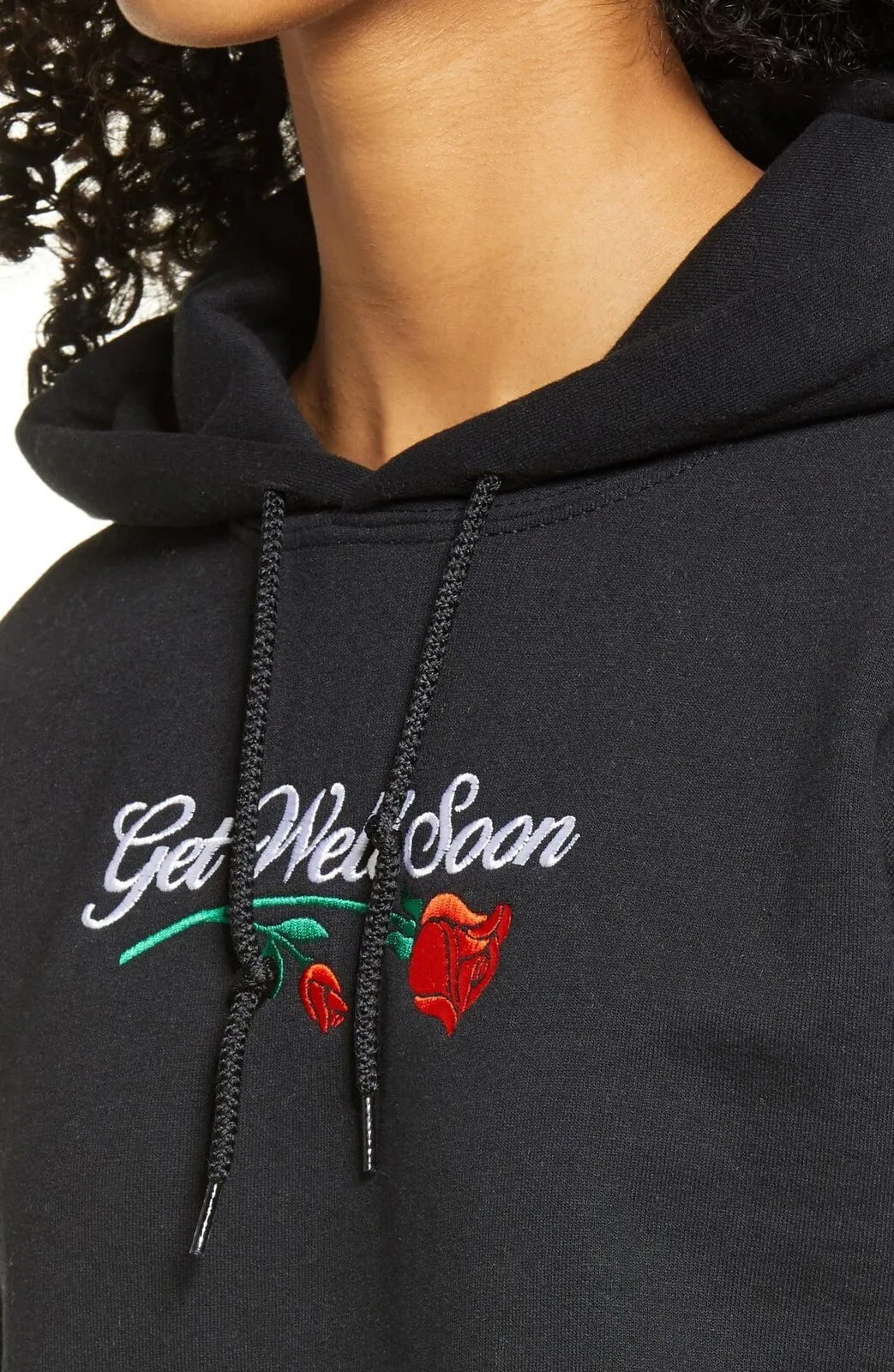 Petals and Peacocks Get Well Soon Embroidered Pullover Hooded Hoodie Sweatshirt