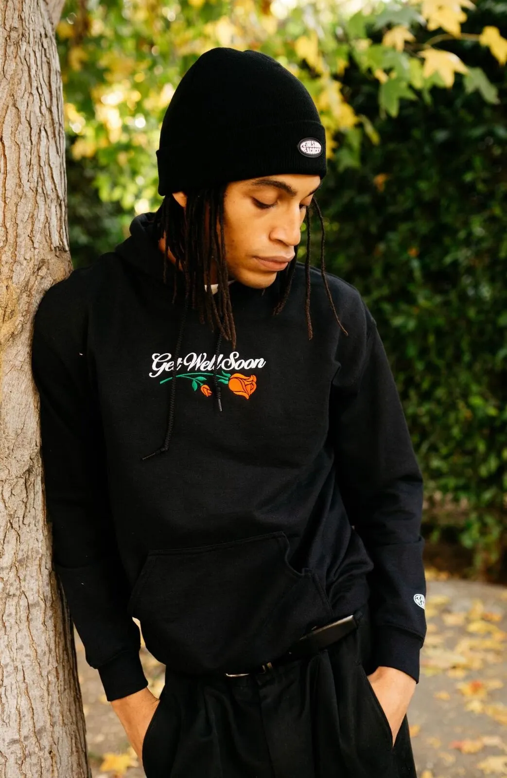 Petals and Peacocks Get Well Soon Embroidered Pullover Hooded Hoodie Sweatshirt