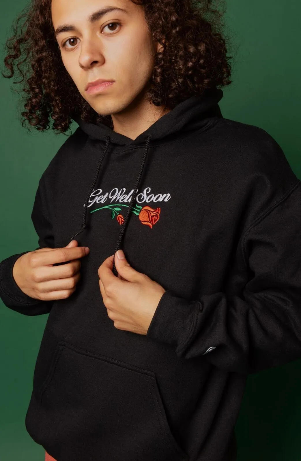 Petals and Peacocks Get Well Soon Embroidered Pullover Hooded Hoodie Sweatshirt