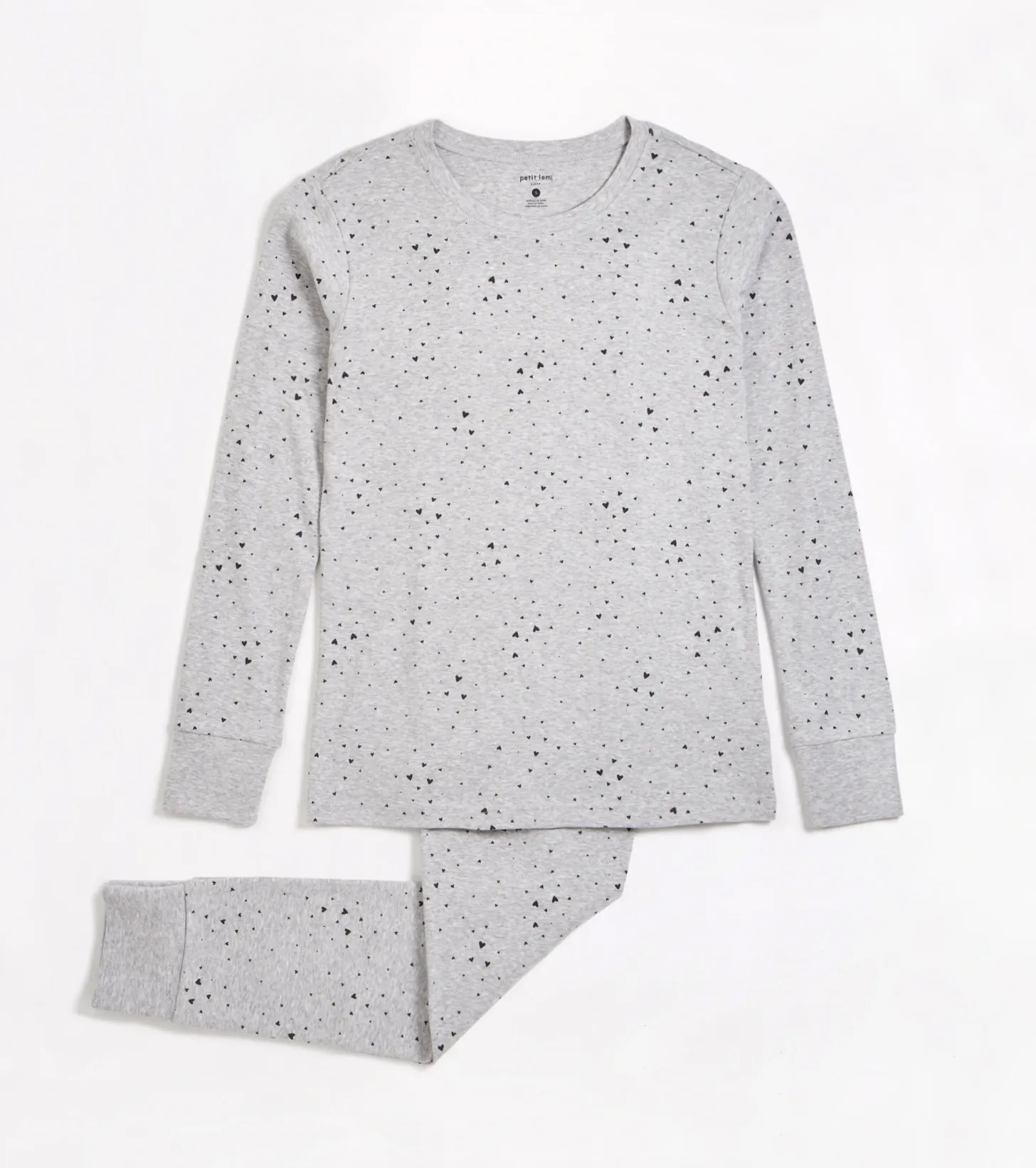 Petit Lem - Heart Confetti Print Women's Pajama Set - Heather Grey