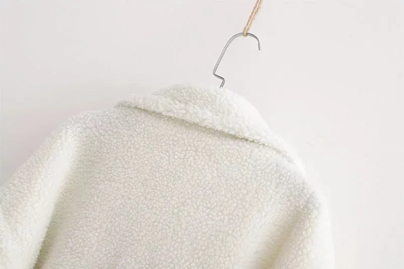 Pile Collar Double Breasted Thicken Fur Lambswool Outerwear