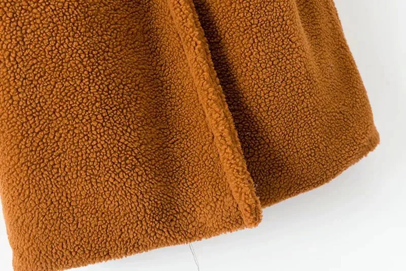 Pile Collar Double Breasted Thicken Fur Lambswool Outerwear