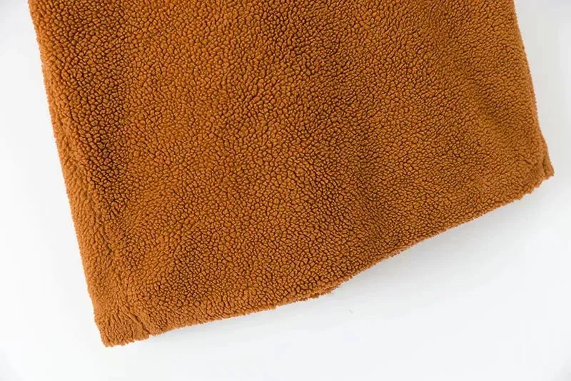 Pile Collar Double Breasted Thicken Fur Lambswool Outerwear