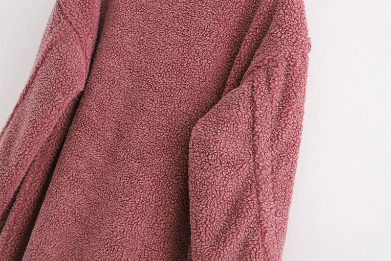 Pile Collar Double Breasted Thicken Fur Lambswool Outerwear