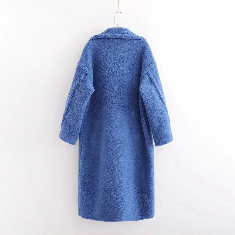 Pile Collar Double Breasted Thicken Fur Lambswool Outerwear