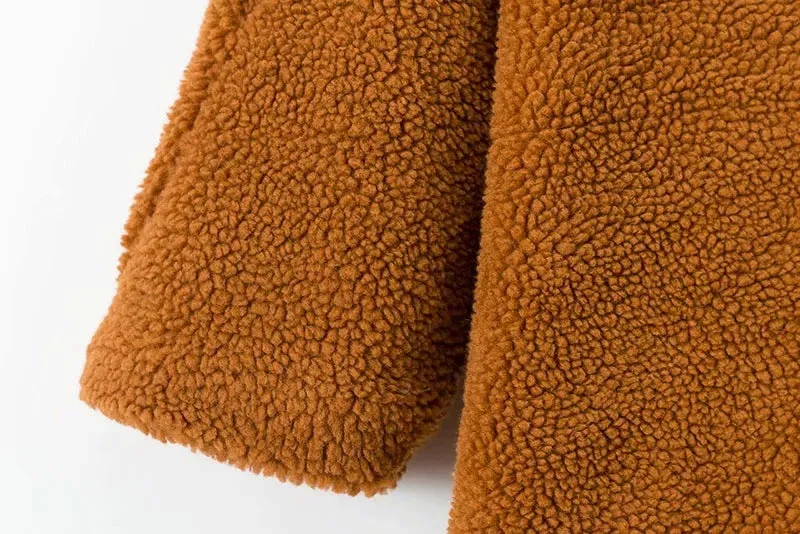 Pile Collar Double Breasted Thicken Fur Lambswool Outerwear