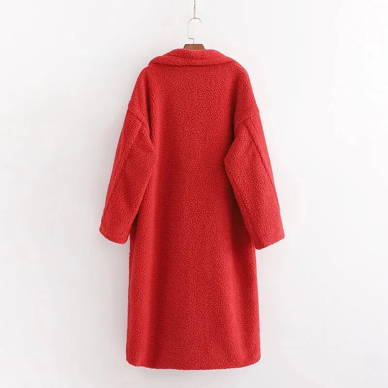 Pile Collar Double Breasted Thicken Fur Lambswool Outerwear