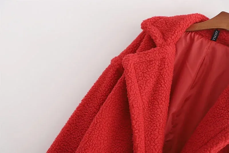Pile Collar Double Breasted Thicken Fur Lambswool Outerwear