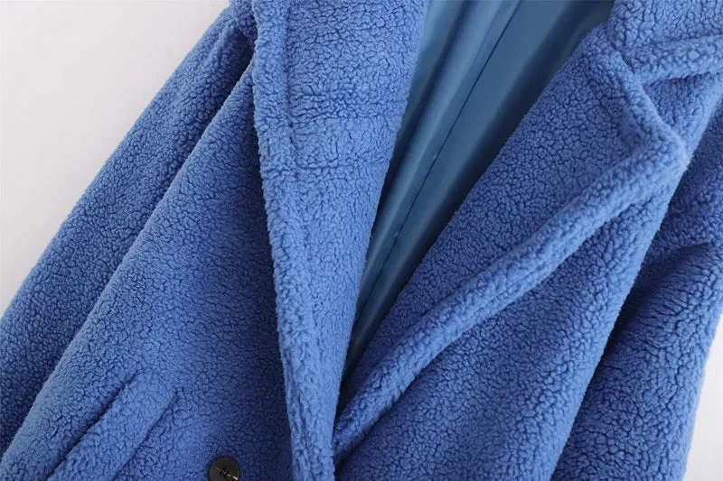 Pile Collar Double Breasted Thicken Fur Lambswool Outerwear
