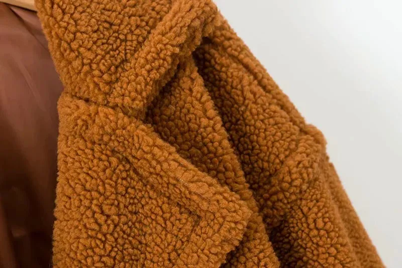 Pile Collar Double Breasted Thicken Fur Lambswool Outerwear