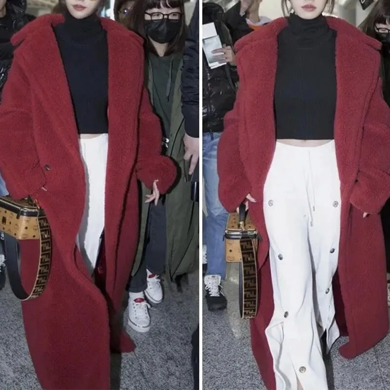 Pile Collar Double Breasted Thicken Fur Lambswool Outerwear