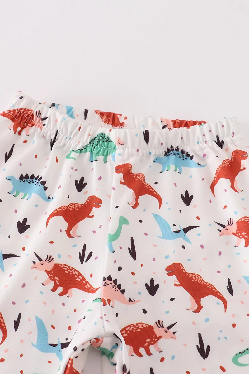 Pink Dinosaur Print Girl Pajamas Set