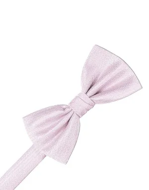 Pink Herringbone Bow Tie