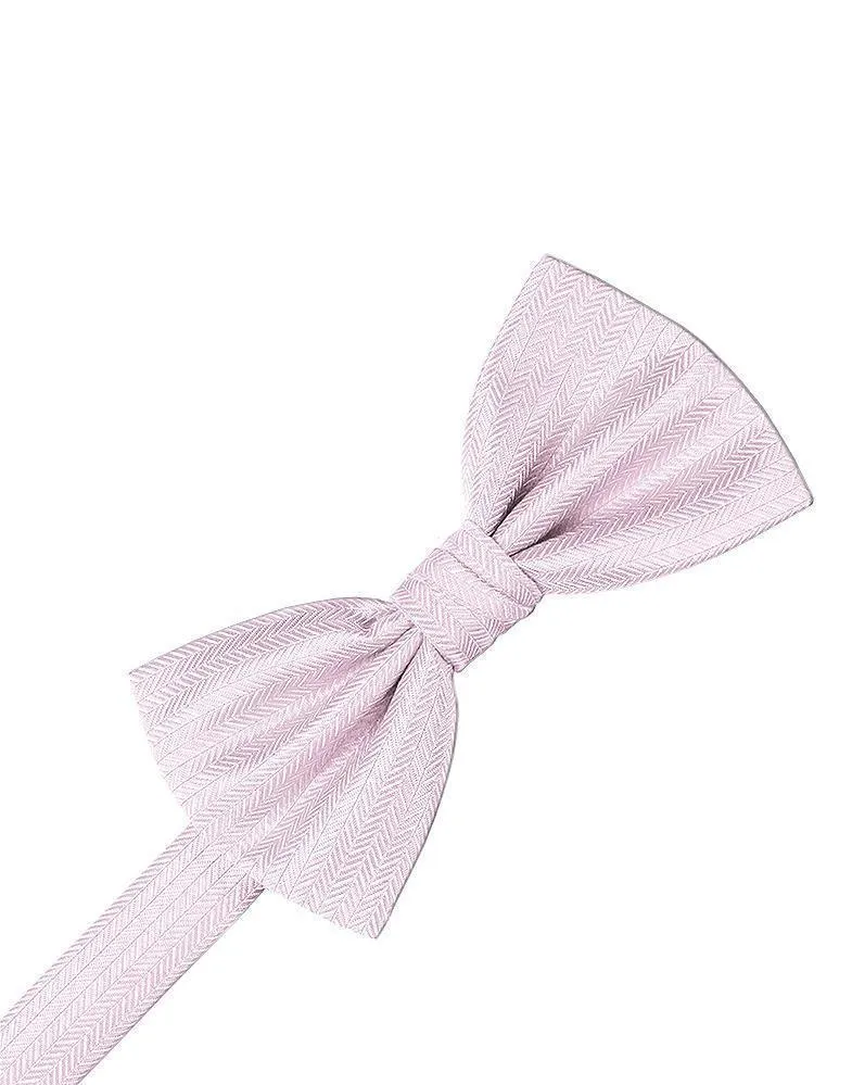 Pink Herringbone Kids Bow Tie