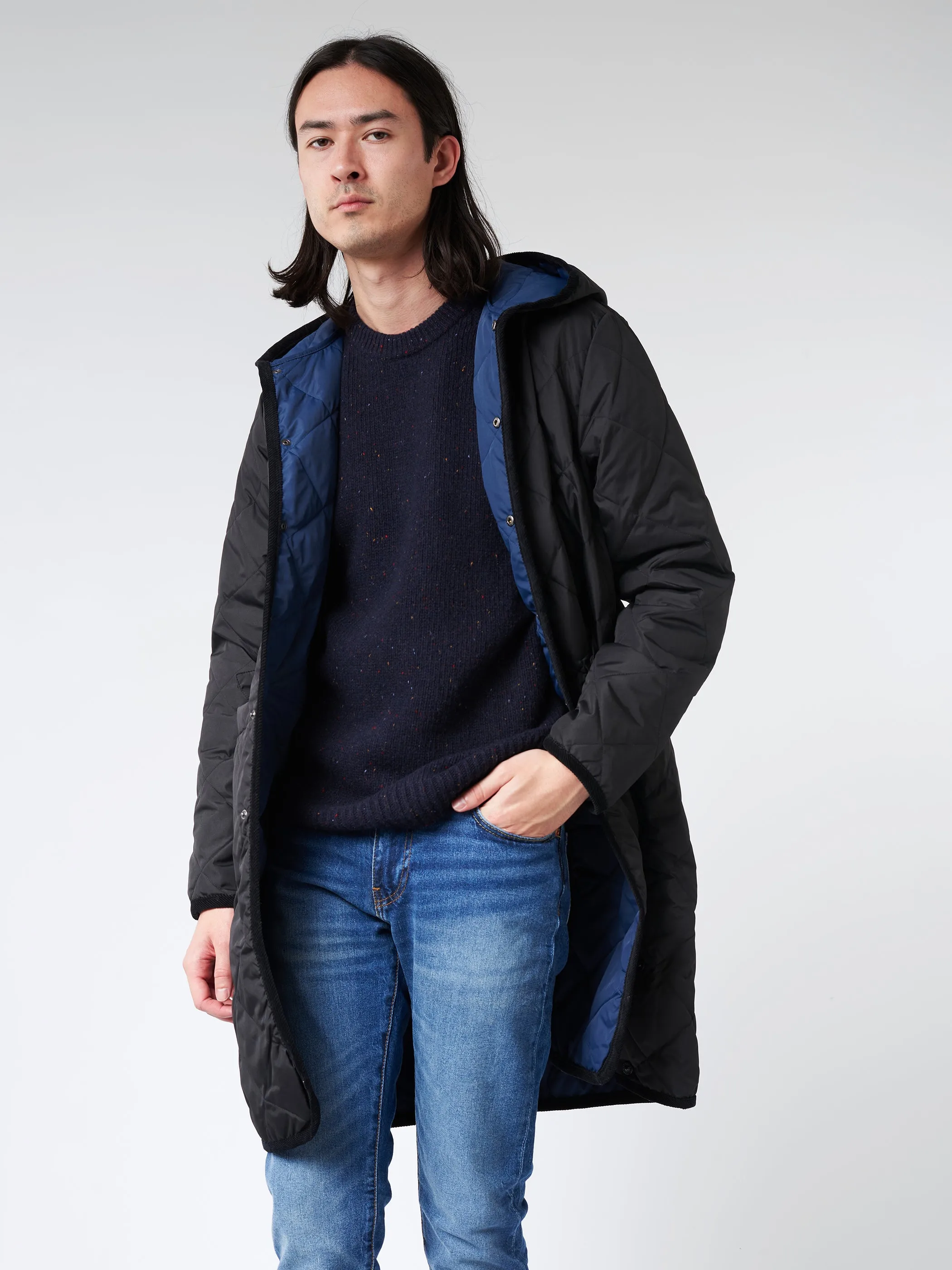 Piping Hood Long Down Coat